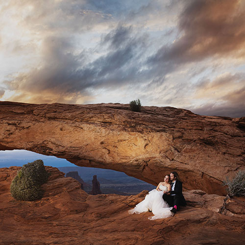 Adventure wedding portraits in arches and Canyonlands national parks.