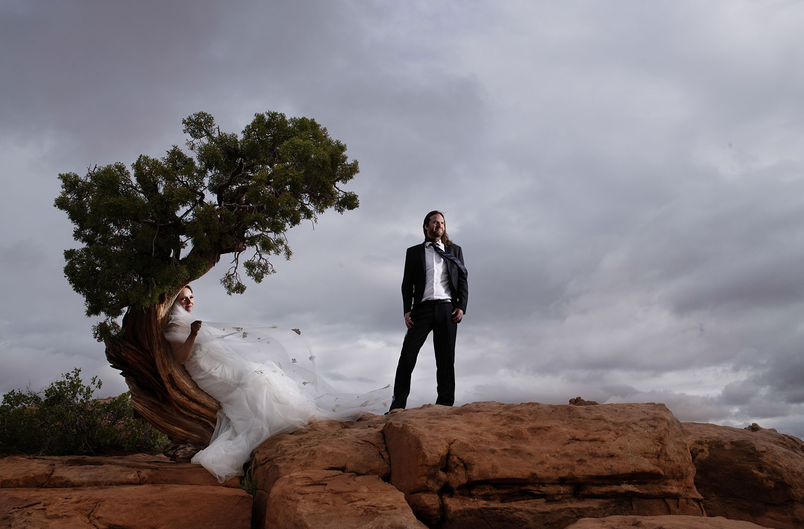 Adventure wedding portraits in arches and Canyonlands national parks.